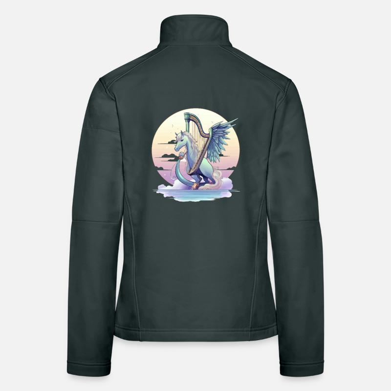 Pegasus mit Harfe am Abend Frauen Softshelljacke