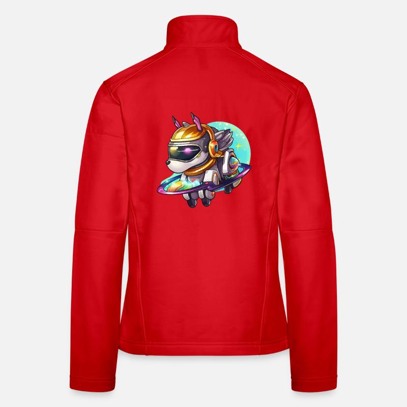 Space dog on hoverboard Women's Softshell Jacket