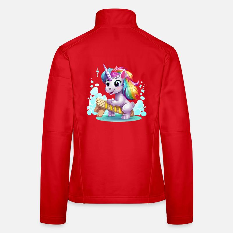 Regenbogen Einhorn Schlitten Frauen Softshelljacke