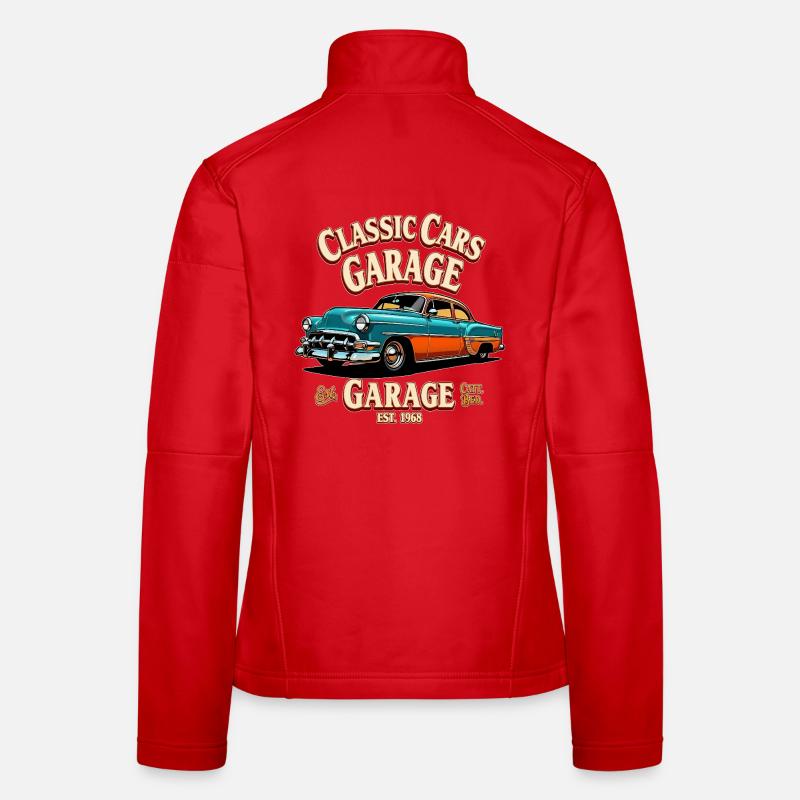 Klassische Autos Garage Druck Frauen Softshelljacke