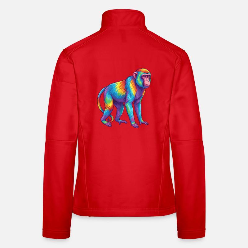Colorful Monkey Rainbow Pop Art Watercolor Women's Softshell Jacket