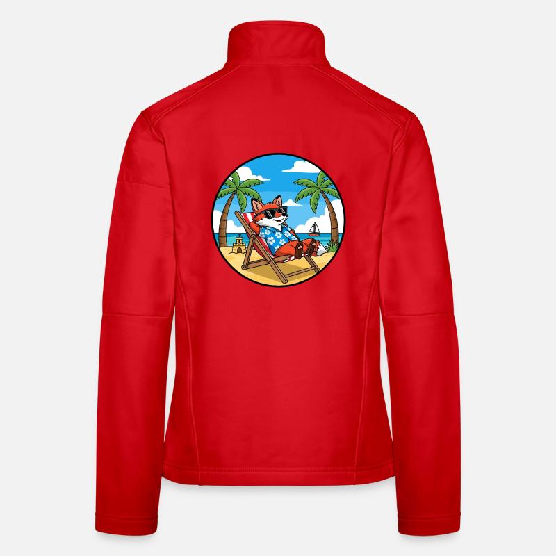 Cool Fox Beach Vacation Summer Vibes Women's Softshell Jacket