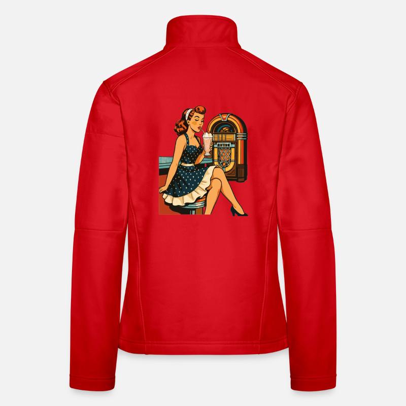 Rockabilly 50er Diner Milchshake Jukebox Retro  Frauen Softshelljacke