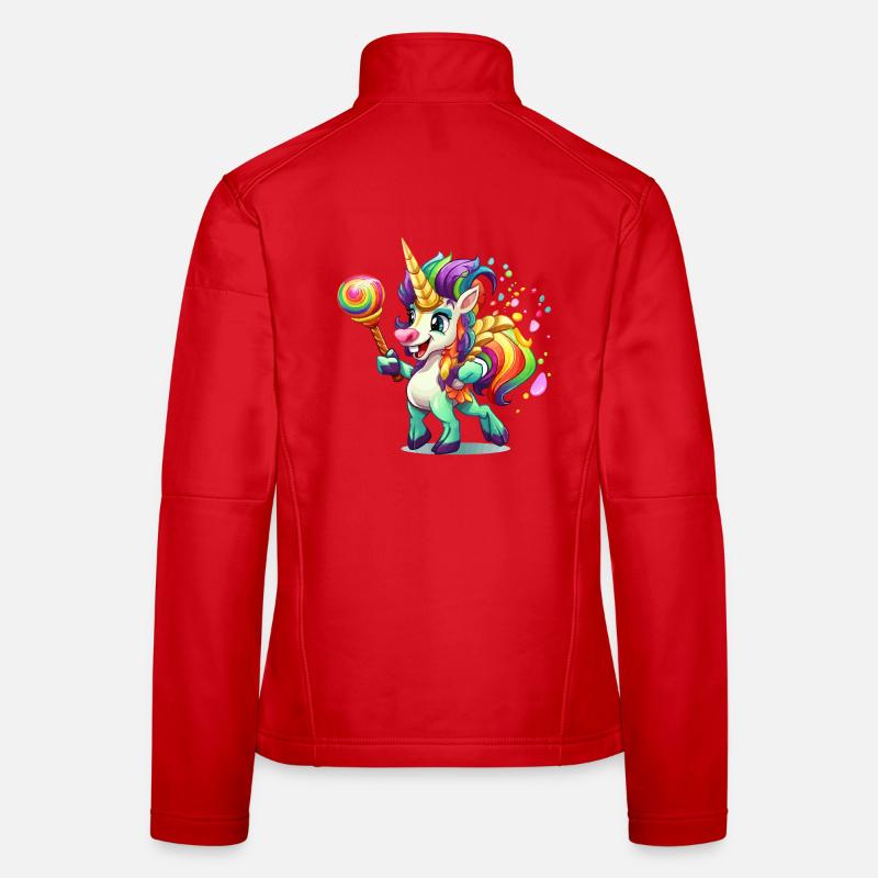 Buntes Einhorn mit Lolly Frauen Softshelljacke