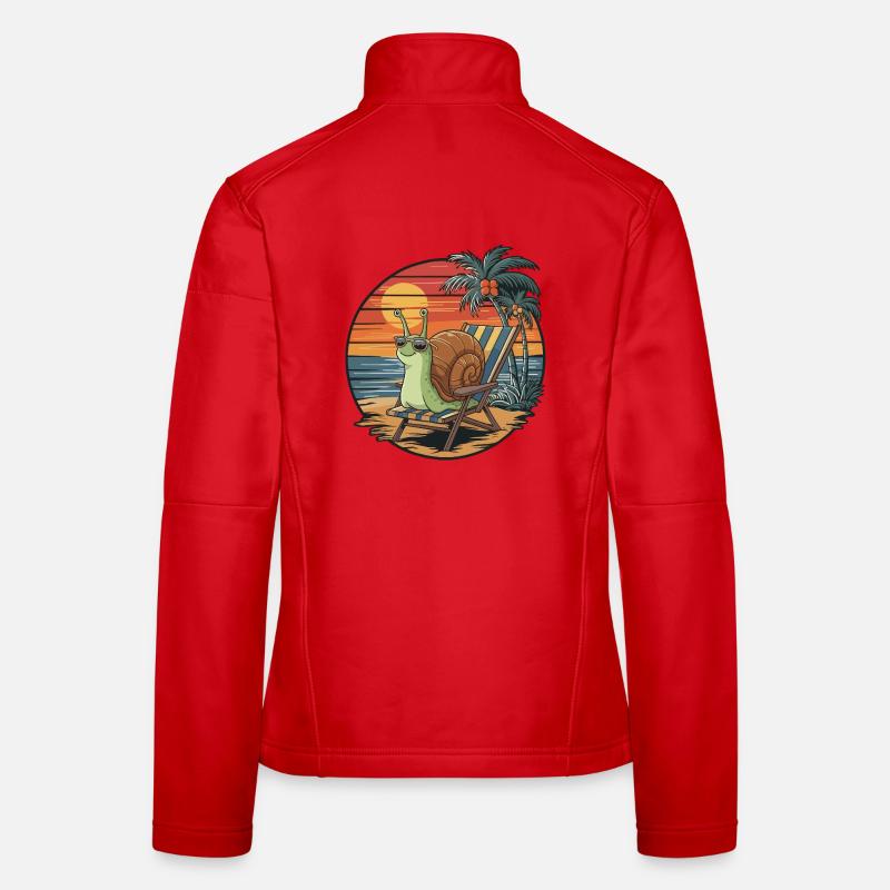 Funny Snail on Beach Summer Vacation Sunset Women's Softshell Jacket