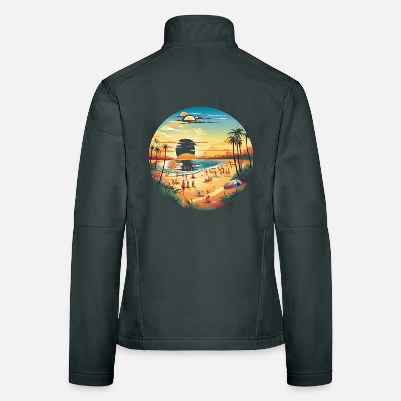 Tropical Circle Beach Sunset Women's Softshell Jacket