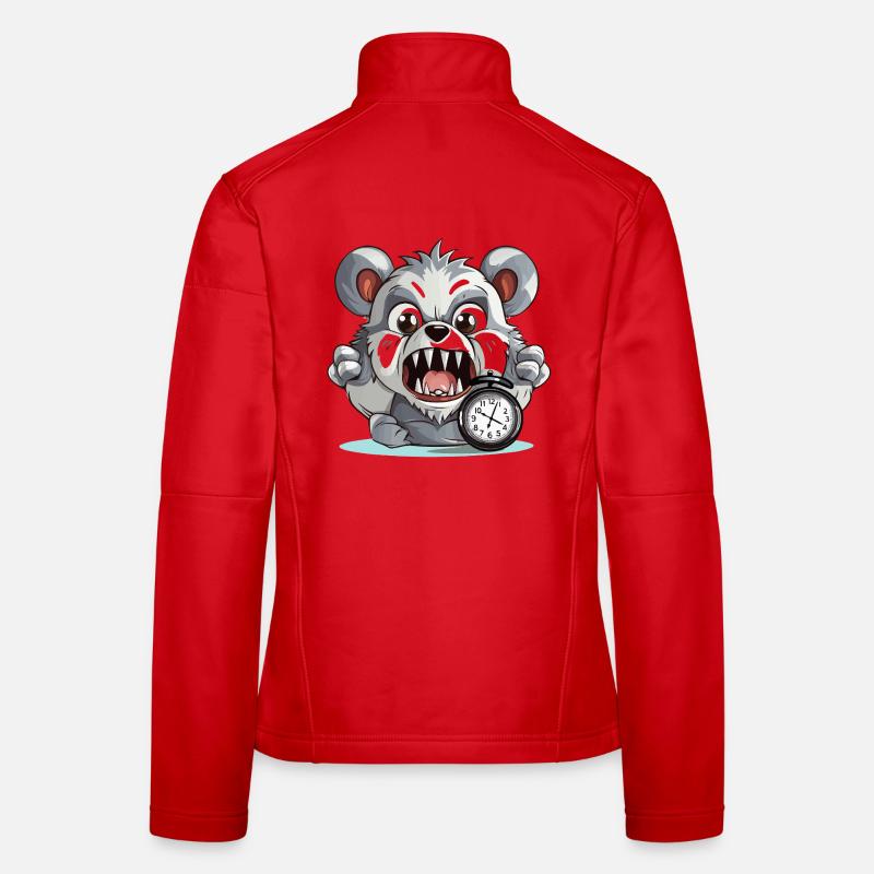 Aggressiver Panda mit Wecker Frauen Softshelljacke