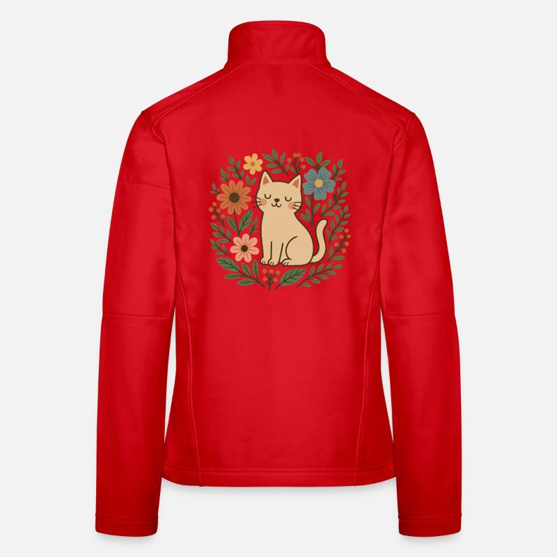 Chat fleuri parmi les fleurs Veste en tissu softshell Femme