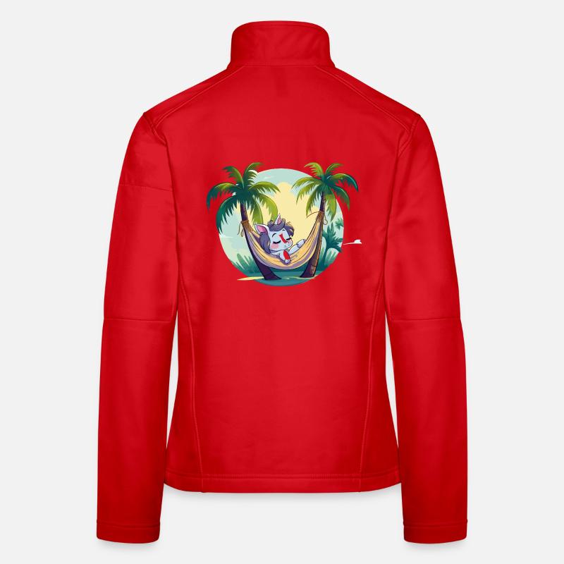 Sleeping unicorn in palm tree paradise Women's Softshell Jacket