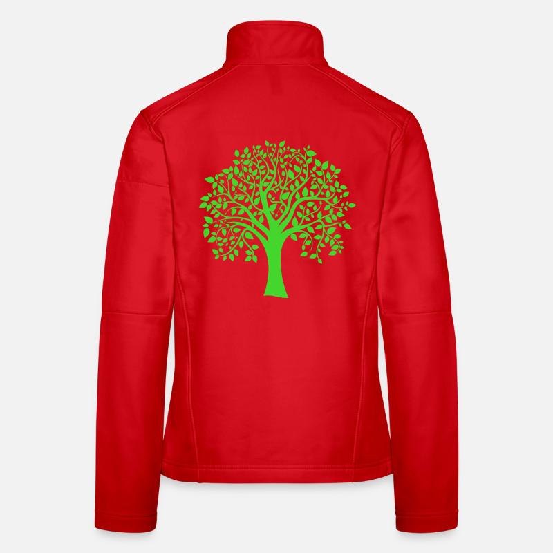 Icon Green Jumbo Tree Print Silhouette - Frauen Softshelljacke - Rot