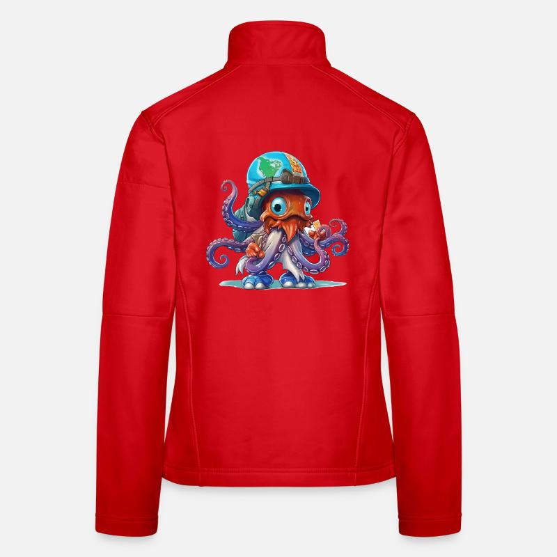 Octopus Explorer with World Map Helmet Women's Softshell Jacket