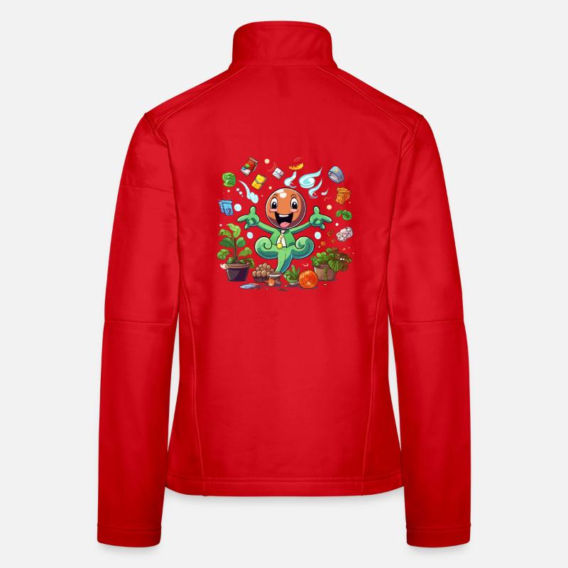Fröhlicher Pflanzensuperheld Frauen Softshelljacke