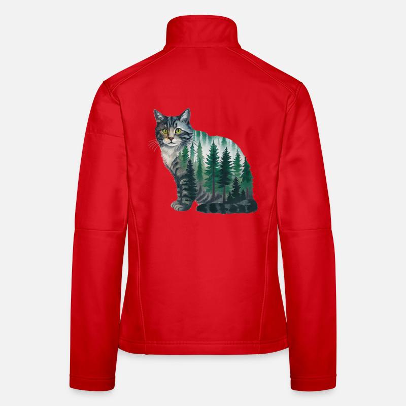 Un chat de la forêt peint à l’aquarelle Chat de la forêt Veste en tissu softshell Femme