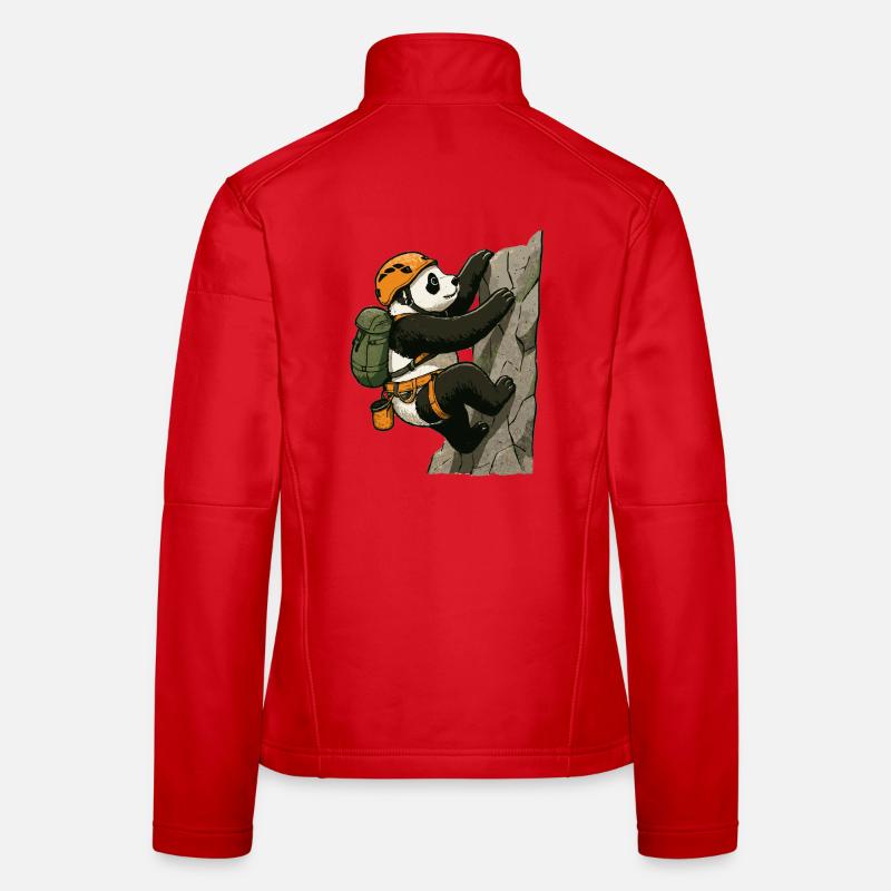Panda bear bouldering with climbing equipment Women's Softshell Jacket