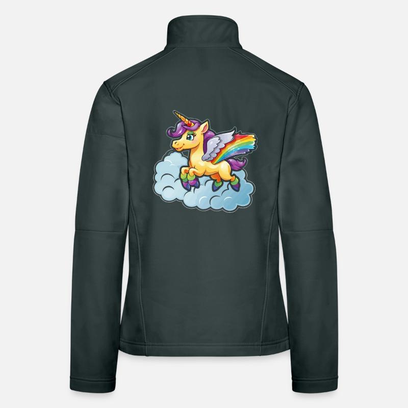 Rainbow Unicorn on Cloud Women's Softshell Jacket