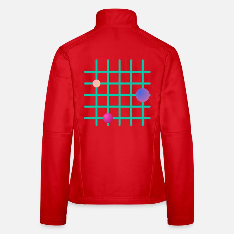 Geometric Grid with Color Spheres - Women's Softshell Jacket - red