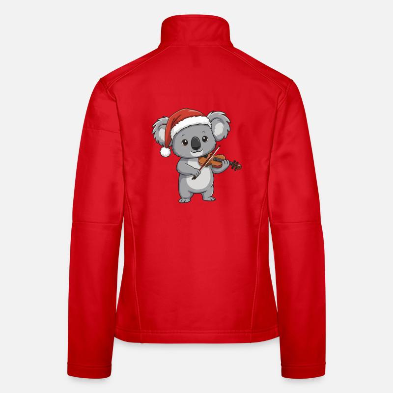 Christmas Koala Bear Playing Violin Art Women's Softshell Jacket