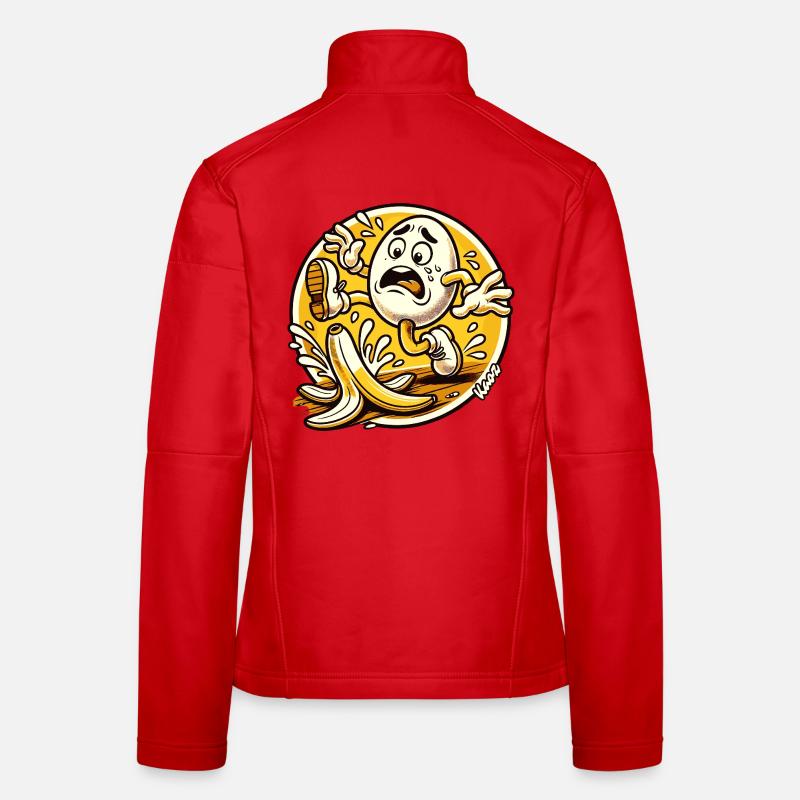Comic egg slips on banana peel Women's Softshell Jacket