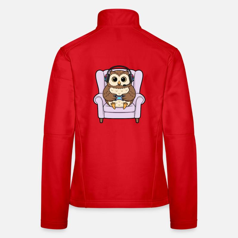 Gamer Eule Vogel spielt Videospielkunst Frauen Softshelljacke