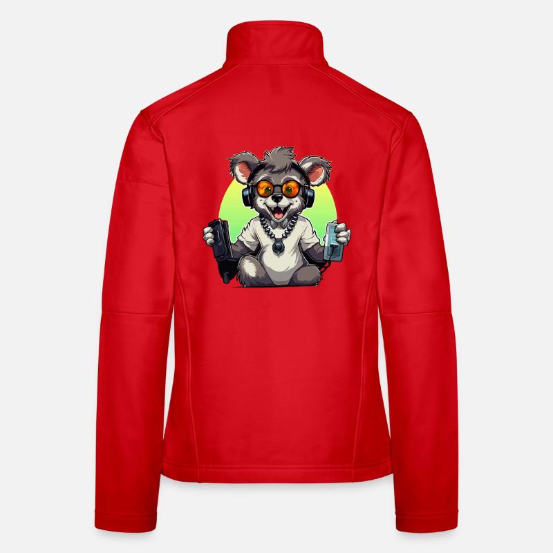 Gamer Koala with Headset Women's Softshell Jacket