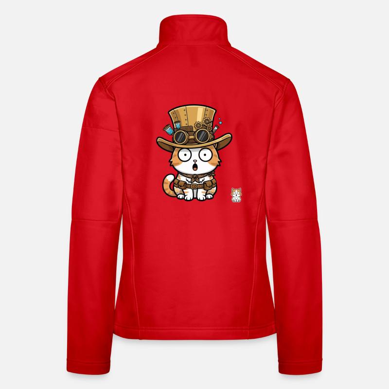 Cat Explorer Steampunk Top Hat Goggles Women's Softshell Jacket
