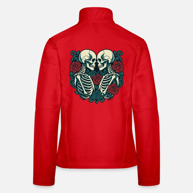 Herz-Skelett mit Rosen Pair - Frauen Softshelljacke - Rot