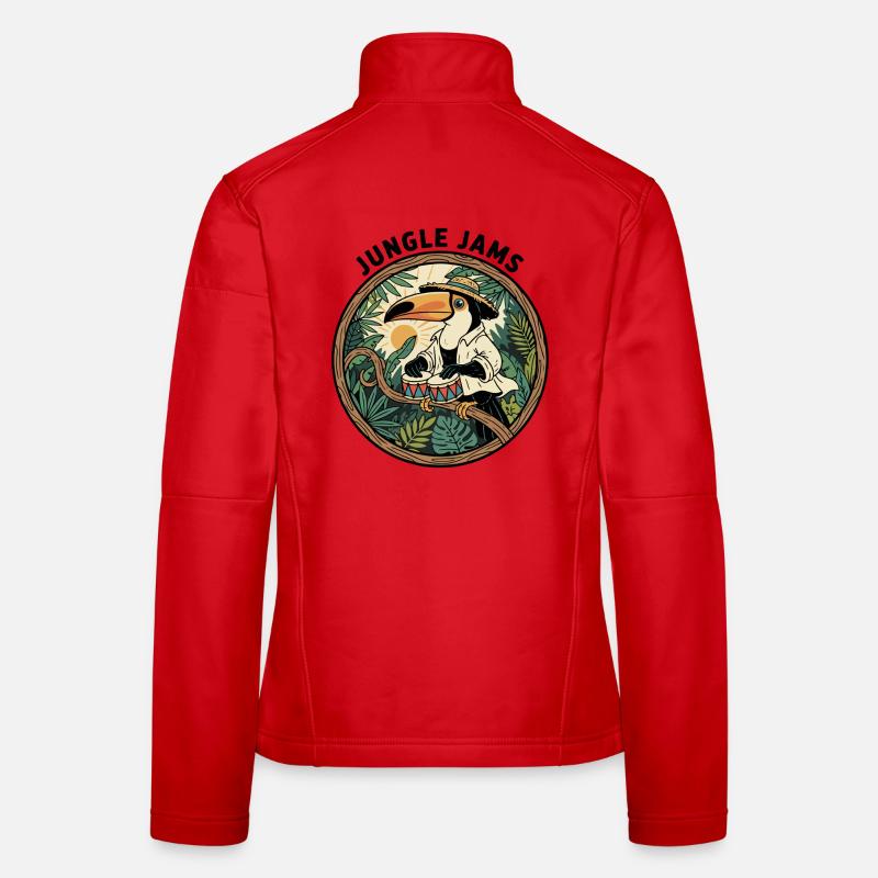 Toucan Jungle Jams Bongo Drummer Retro Women's Softshell Jacket
