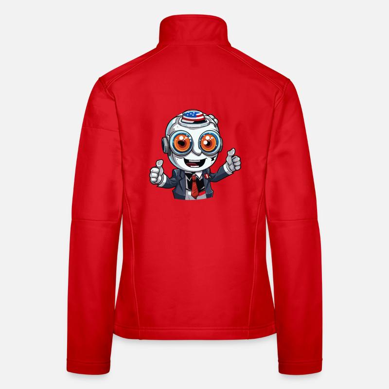 Robot-Maskottchen mit Flaggenhut Frauen Softshelljacke