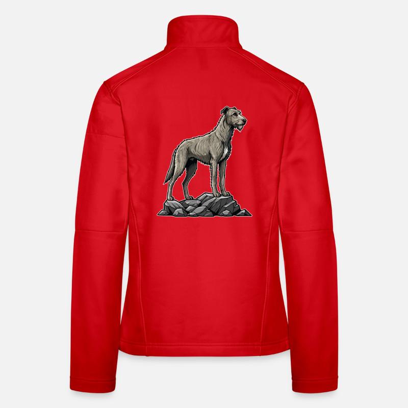 Irish Wolfhound Dog on Rock Women's Softshell Jacket
