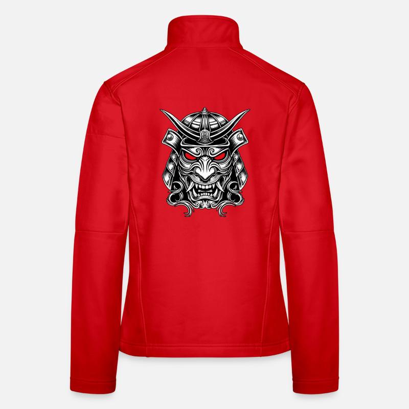 Samurai Kabuto Totem Japanese Red Eye Mask Women's Softshell Jacket