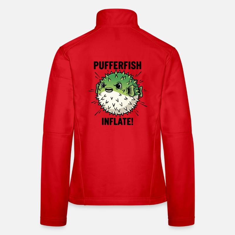 Globe Fish Danger Inflation Schwarzer Kugelfisch Frauen Softshelljacke