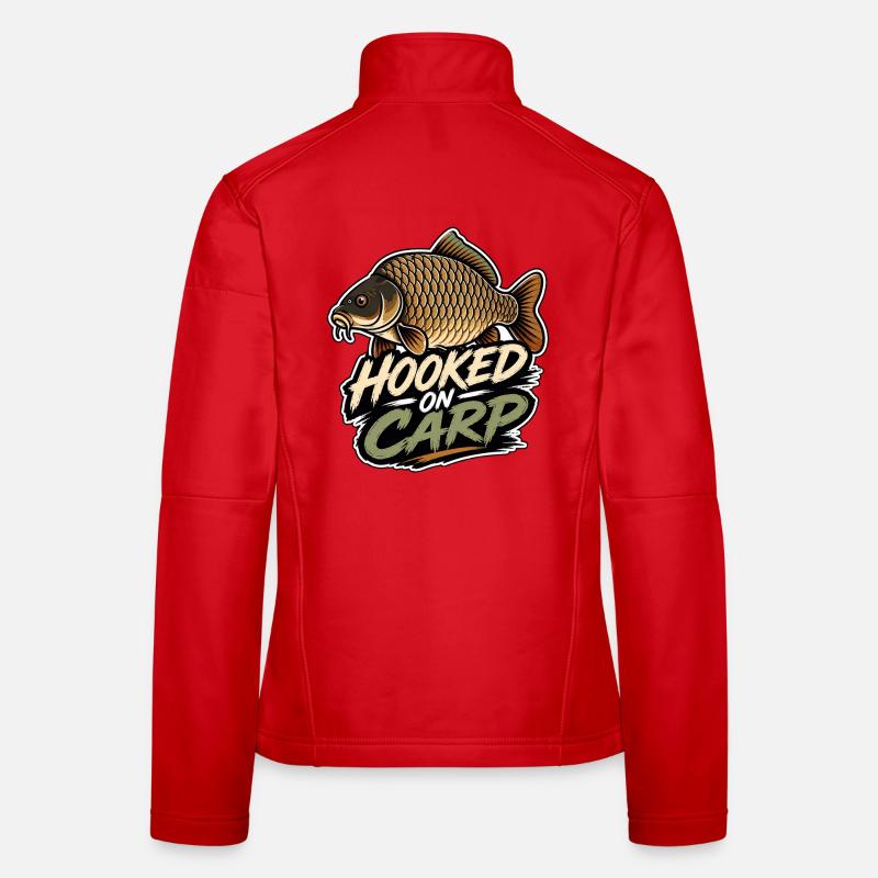 Hooked On Carp Funny Carp Fishing Design Women's Softshell Jacket