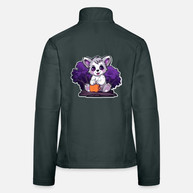 Panda câlin dans le buisson violet Veste en tissu softshell Femme