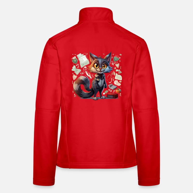 Héros chat dans le style gribouillis de bureau Veste en tissu softshell Femme