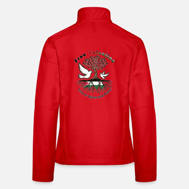 Free Palestine Olive Tree & Taube Friedensgrafik Frauen Softshelljacke