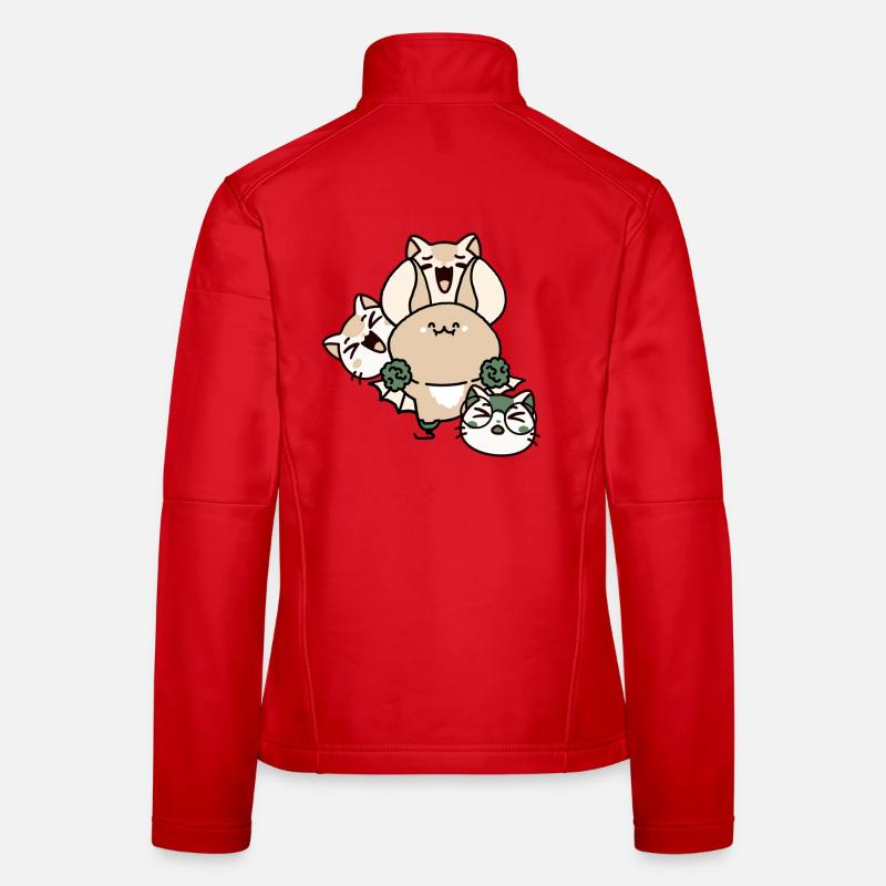 Kawaii Bat with Leg Prosthesis and Cat Squad Women's Softshell Jacket