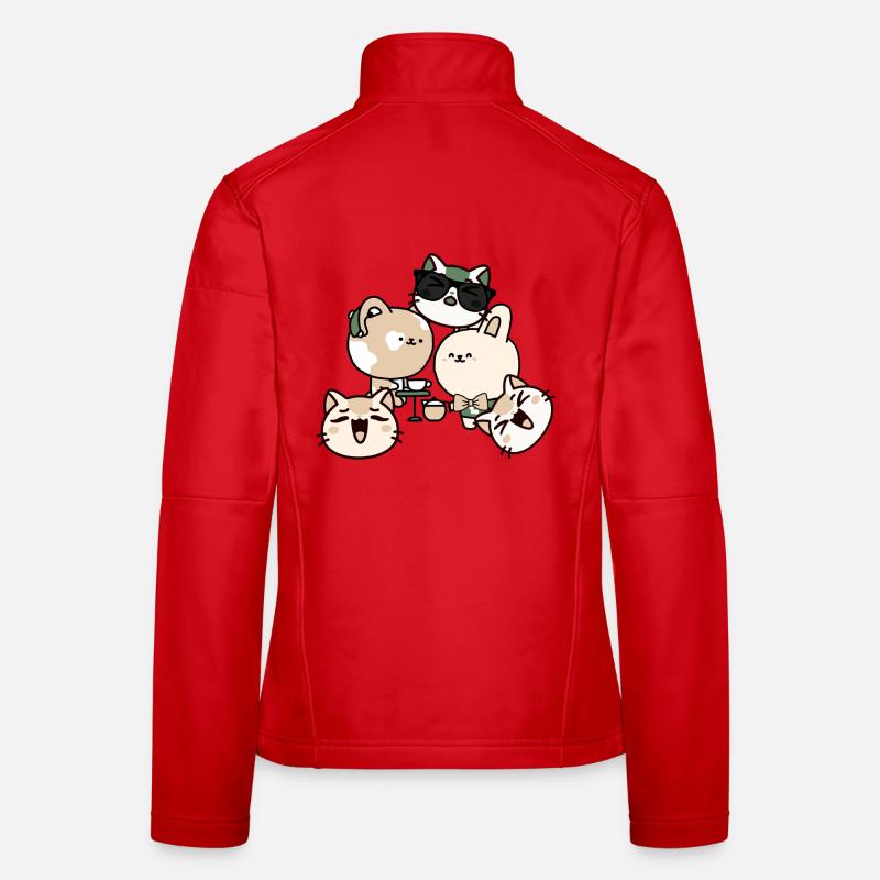 Kawaii Kaffeepause: Katze mit Hörgerät Frauen Softshelljacke