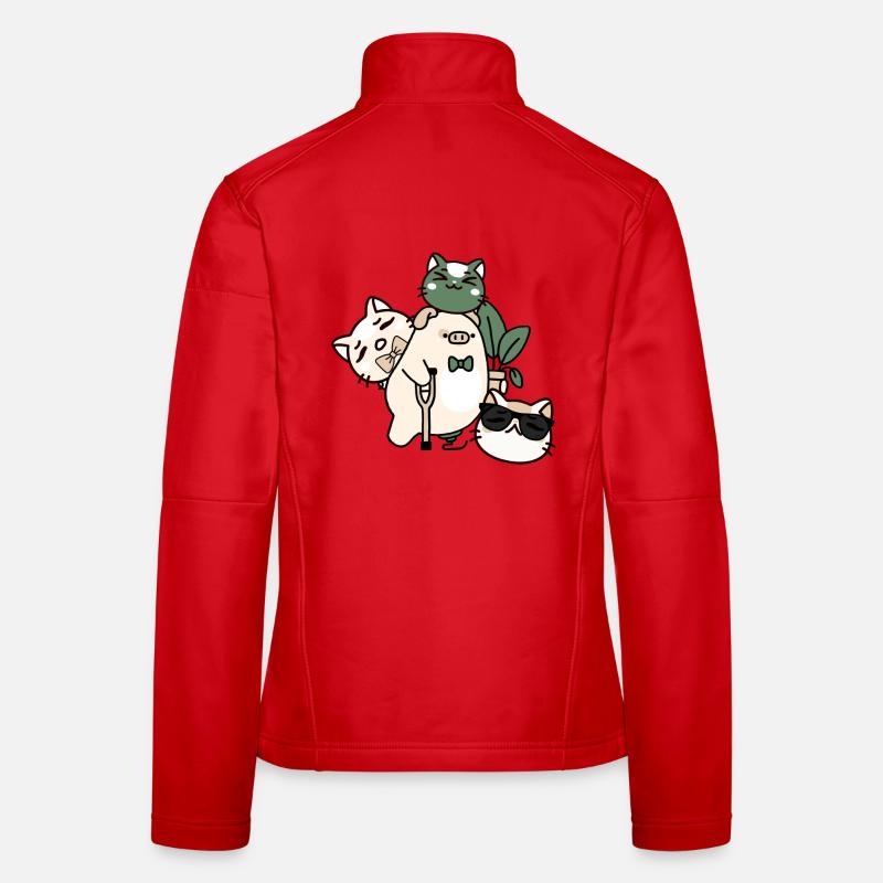 Dapper Kawaii Pig: Krücke und Prothese - Frauen Softshelljacke - Rot