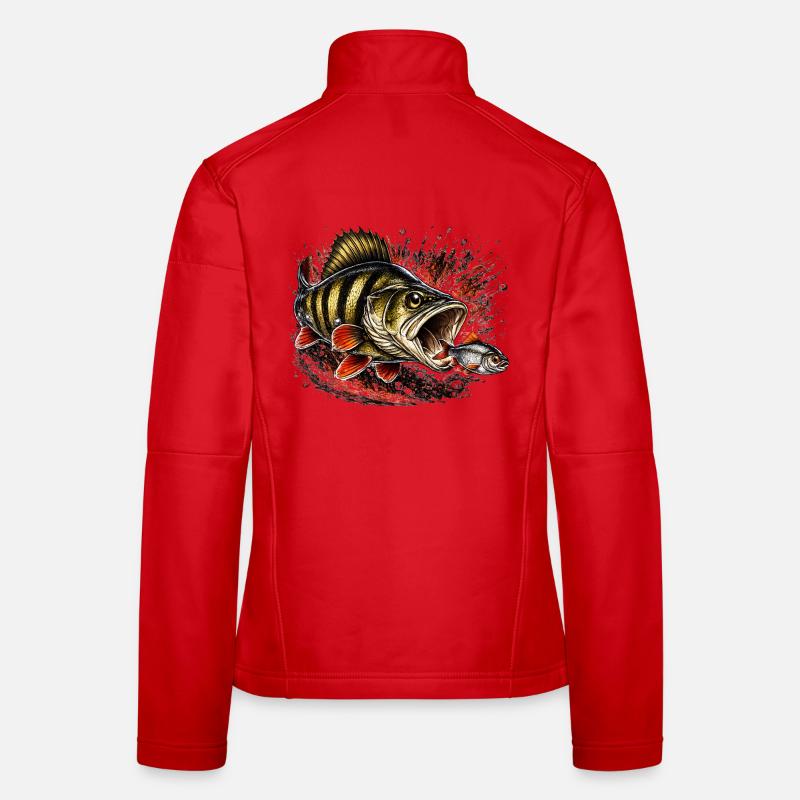 Explosive Perch Predator Fishing Design Women's Softshell Jacket