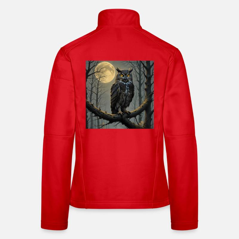 Moonlit Night Owl in Cloud Forest Women's Softshell Jacket