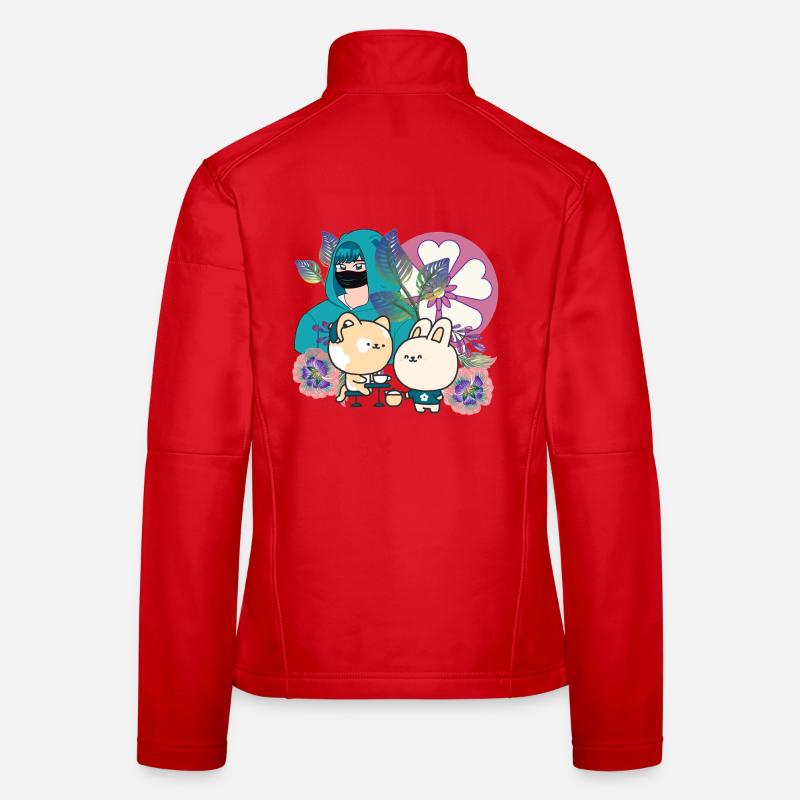Anime Group in Mask with Cochlear Implant Art Women's Softshell Jacket