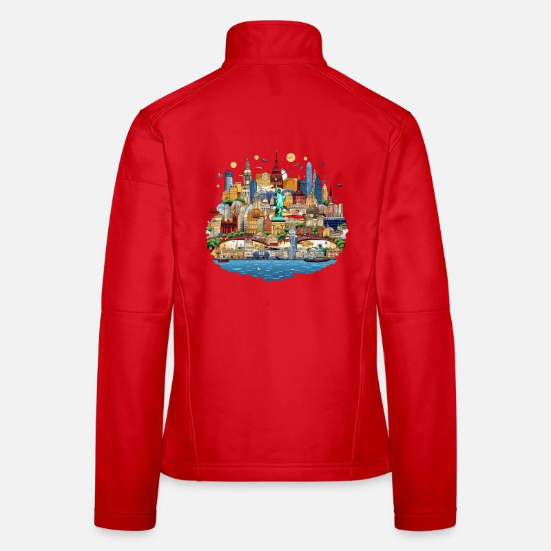 Cosmopolitan Skyline Collage Veste en tissu softshell Femme