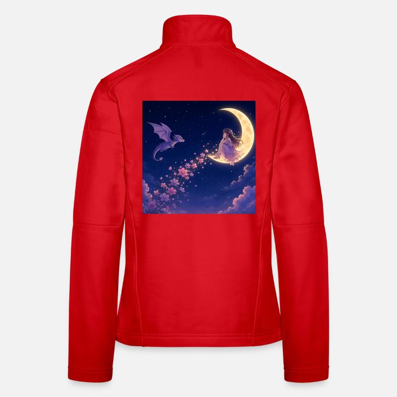 Fleur de Dragon au Clair de Lune Veste en tissu softshell Femme