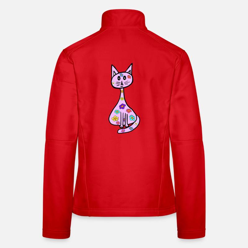 Fleurs rétro Chat Printemps Chats Enfants Veste en tissu softshell Femme