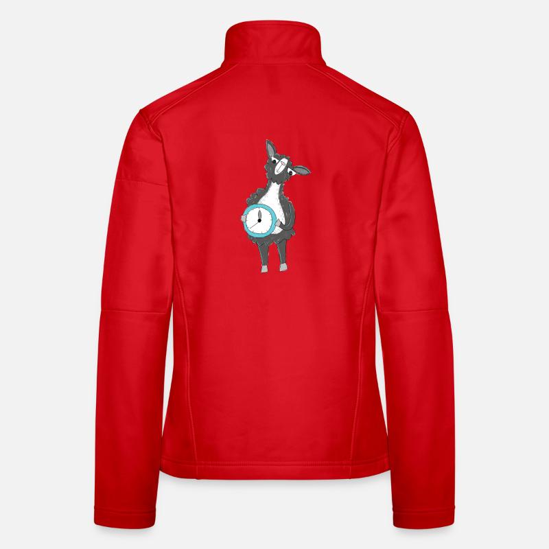 Llama with Clock - Women's Softshell Jacket - red
