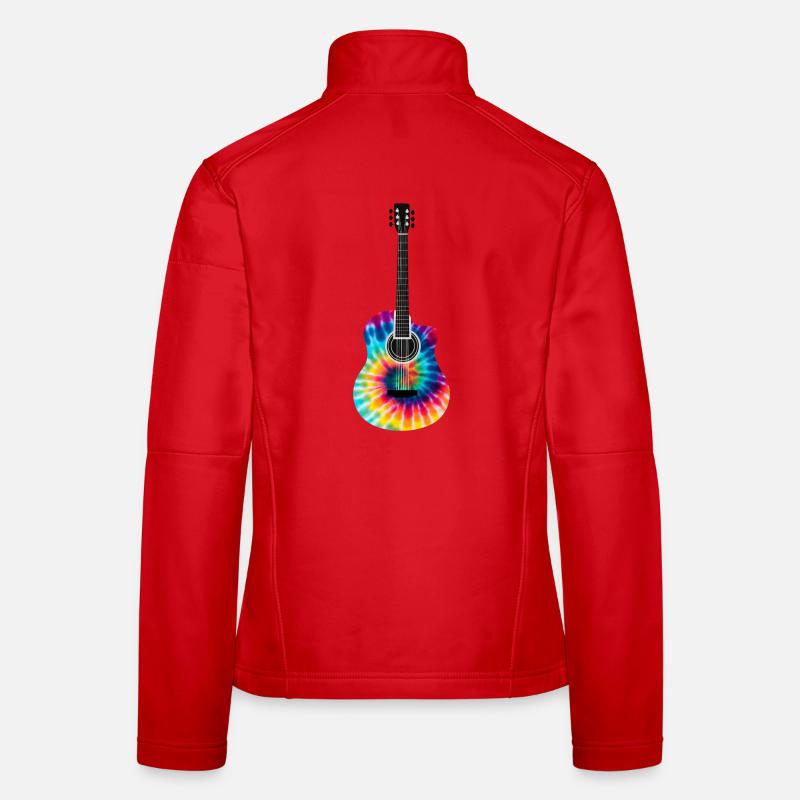 Multi-Colored Tie Dye Guitar Design Women's Softshell Jacket