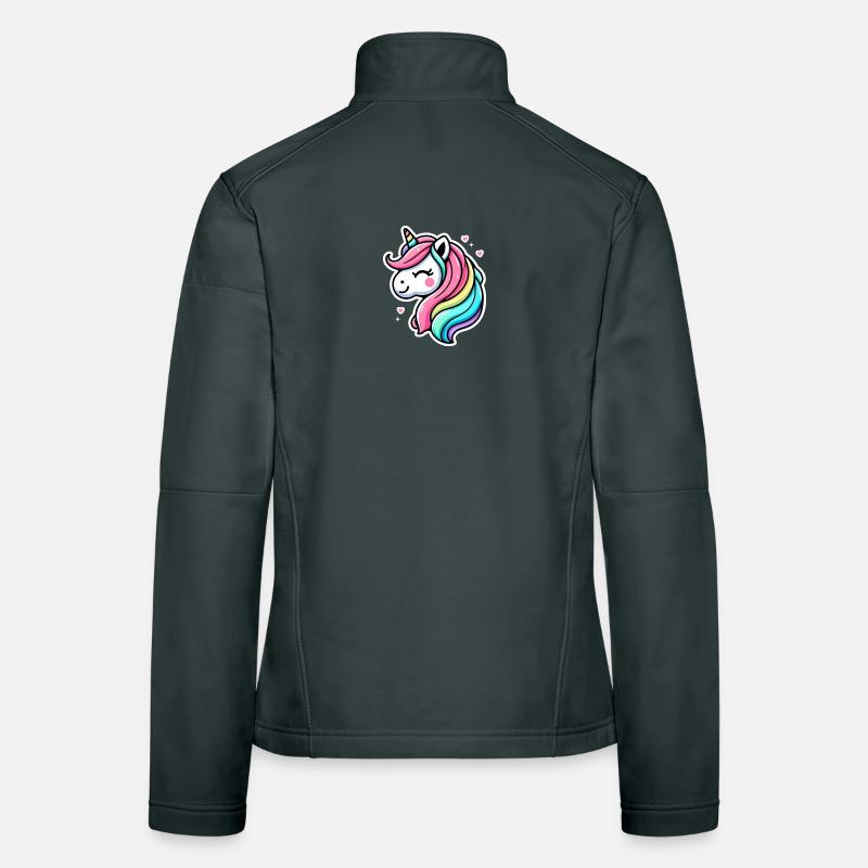 Einhorn Comic Regenbogen Herzen Frauen Softshelljacke