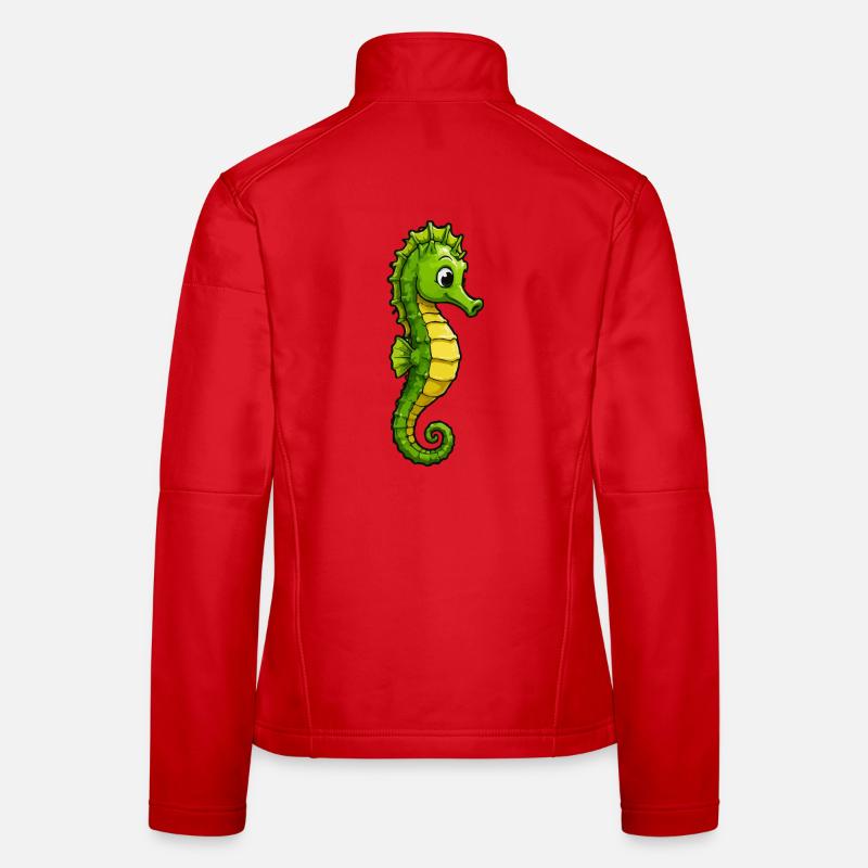 Fröhliches Seepferdchen Portrait Frauen Softshelljacke