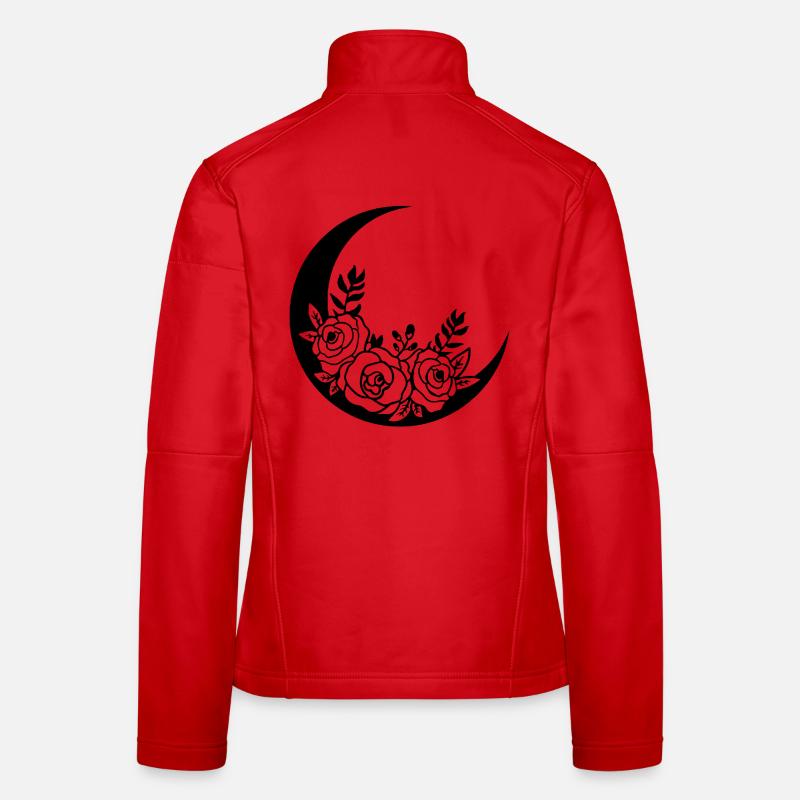 Black Flowering Moon Women's Softshell Jacket