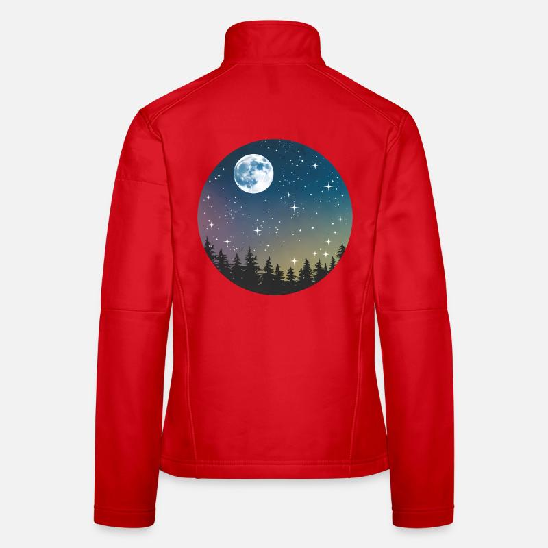 Celestial Night Forest Pattern Women's Softshell Jacket